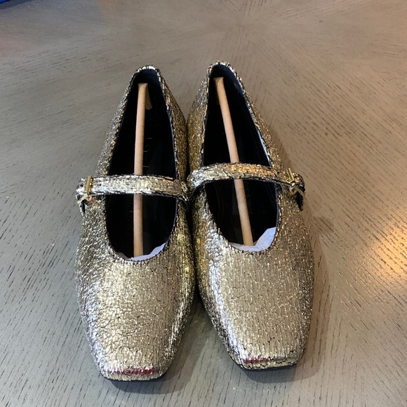 Katy Perry Gold The Evie Glitter Mary Jane Flats - Picture 3 of 5